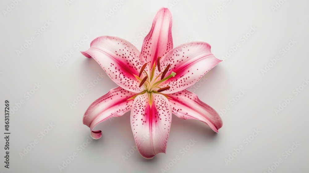 Fototapeta premium Lovely Lily Flower Alone on a White Background