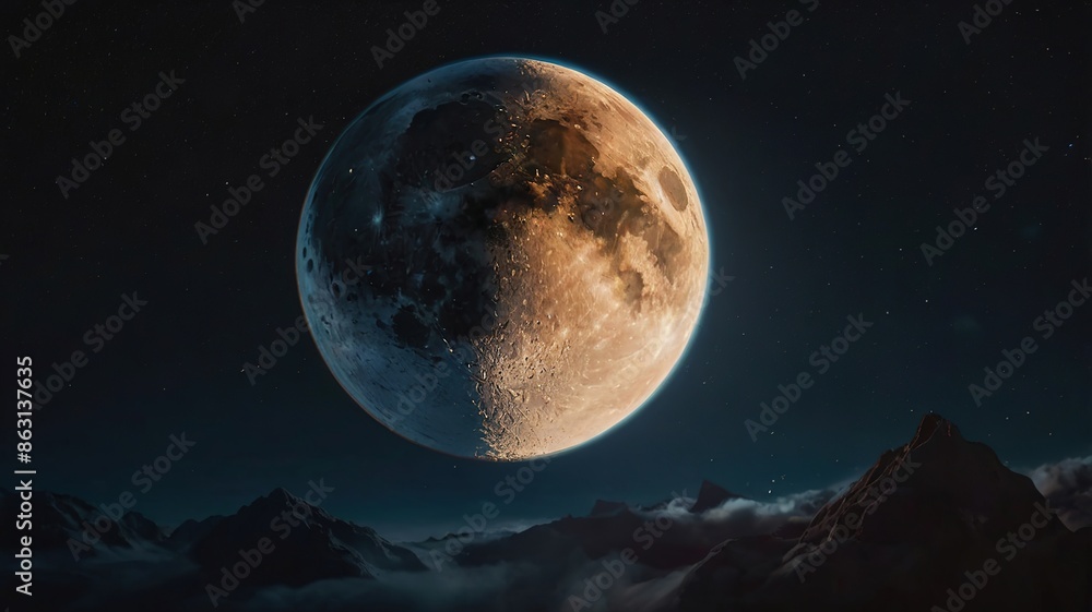 Celestial Majesty: A Close-Up of the Moon in Stunning Detail - A Hyper-Realistic Exploration of the Lunar Surface Celestial Majesty: A Close-Up of the Moon in Stunning Detail - A Hyper-Realistic Exploration of the Lunar Surface