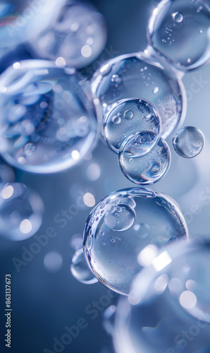 Close-up of Floating Soap Bubbles. Generative ai