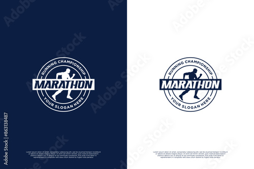 Marathon round badge logo design
