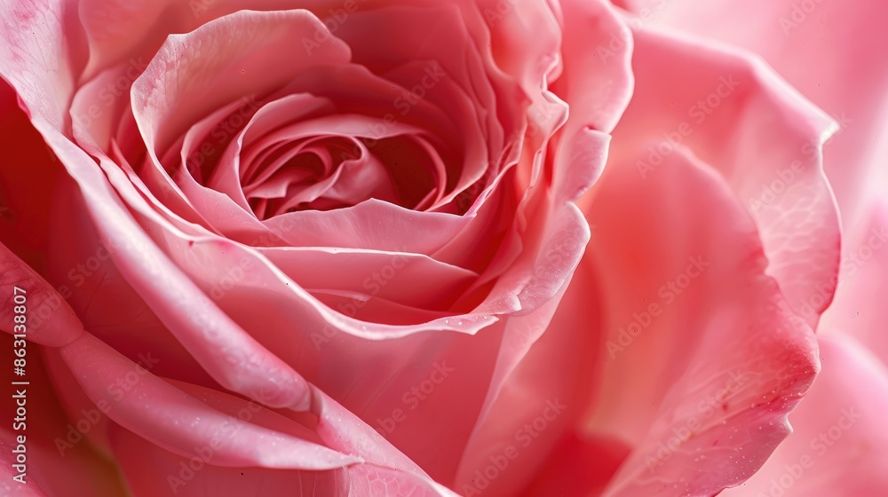 Macro shot of pink rose with curly petals Macro shot of pink rose with curly petals