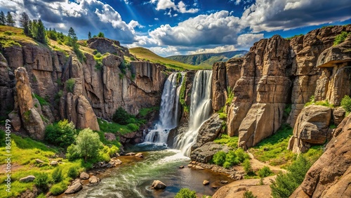 Scenic view of a bluff overlooking North Clear Creek Falls Park in Colorado, bluff, North Clear Creek Falls Park, Colorado photo