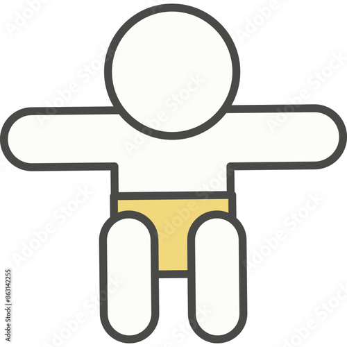 Baby toddler wearing diapers vector icon