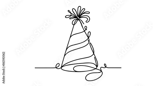 party hat single line drawing