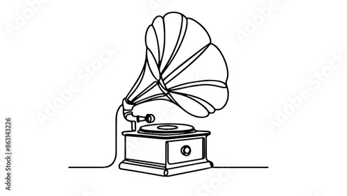 gramophone one line illustration