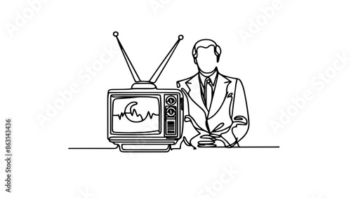 anchor news concept single line illustration