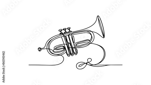 trumpet one line illustration
