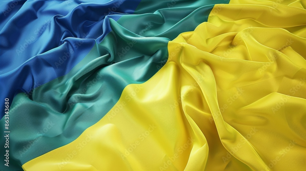 Detailed 3D Render of Gabon National Flag - Vibrant Colors and Modern Design Detailed 3D Render of Gabon National Flag - Vibrant Colors and Modern Design