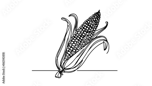 fresh corn one line drawing 