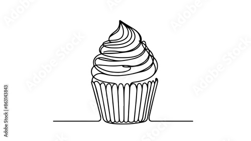 cupcake one continous line drawing