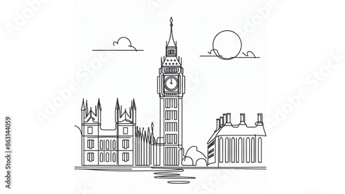 big ben single line drawing
