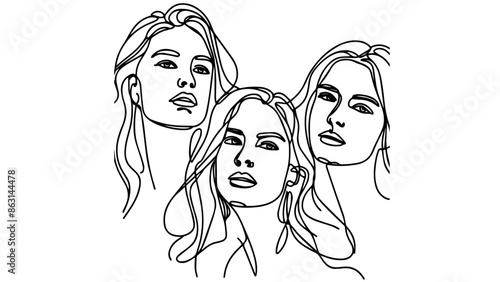 women photoshoot one line illustration