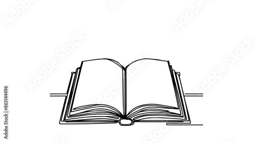 open book single line drawing