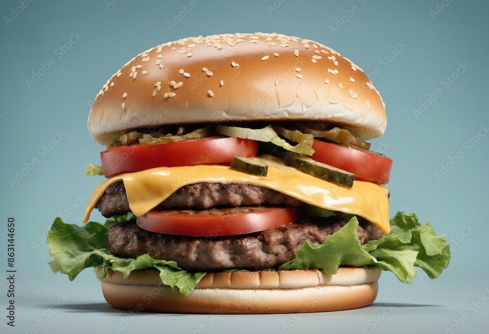 Fresh delicious hamburger isolated, cheese burger, beef burger Fresh delicious hamburger isolated, cheese burger, beef burger