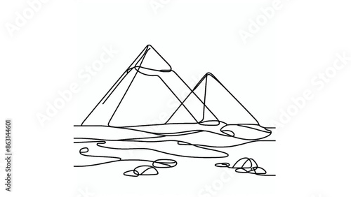 egypt pyramids one line illustration