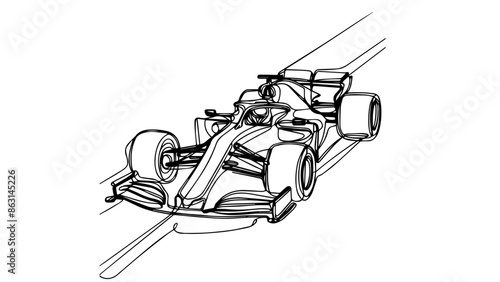 single line illustration of a f1 car