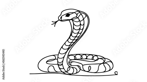 single line illustration of a cobra snake