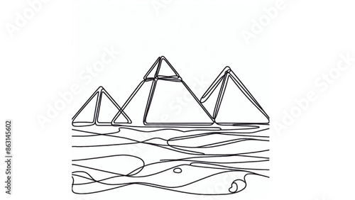 pyramids one line illustration