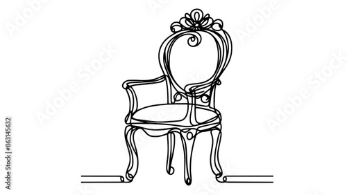 one line illustration a vintage chair