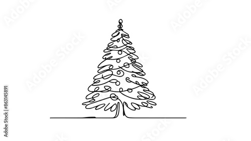 christmas tree one line illustration