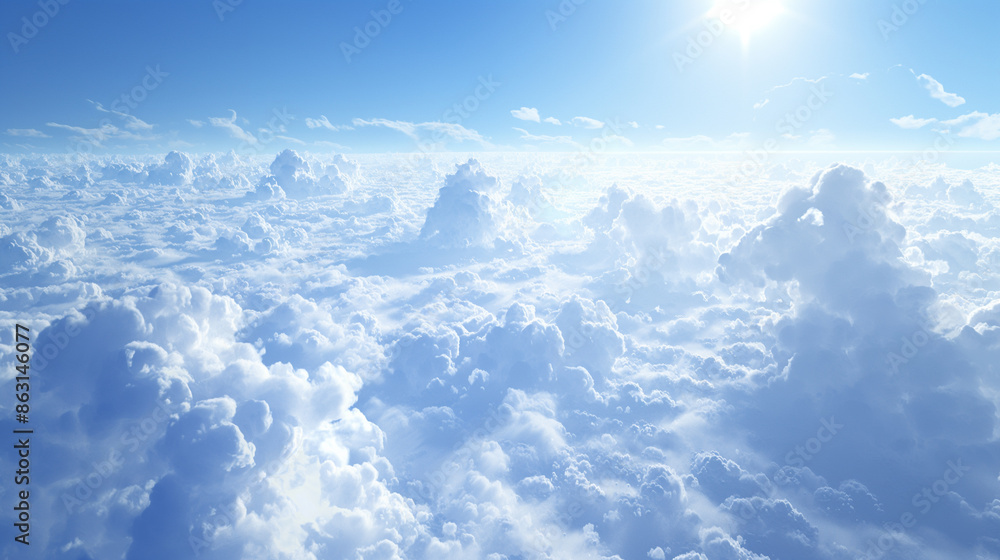 Beautiful view above the clouds with bright sunlight. Beautiful view above the clouds with bright sunlight.