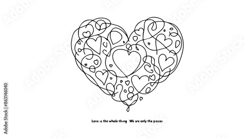heart and love quote one line illustration