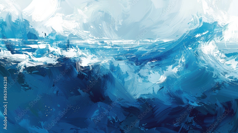 Fototapeta premium Calming Abstract Blue Waves Flowing Softly