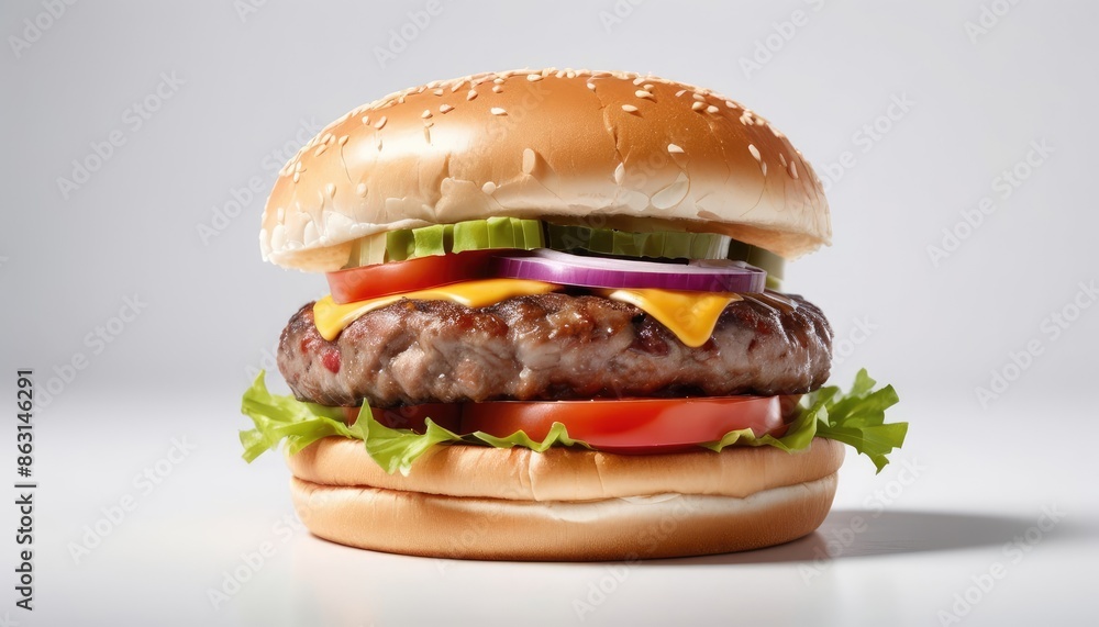 Fresh delicious hamburger isolated, cheese burger, beef burger Fresh delicious hamburger isolated, cheese burger, beef burger