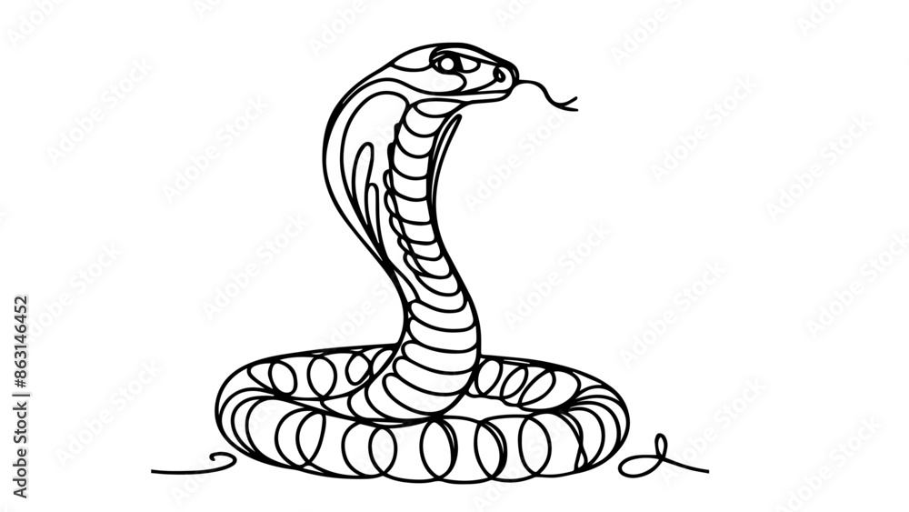 Fototapeta premium one continuous line drawing of a cobra