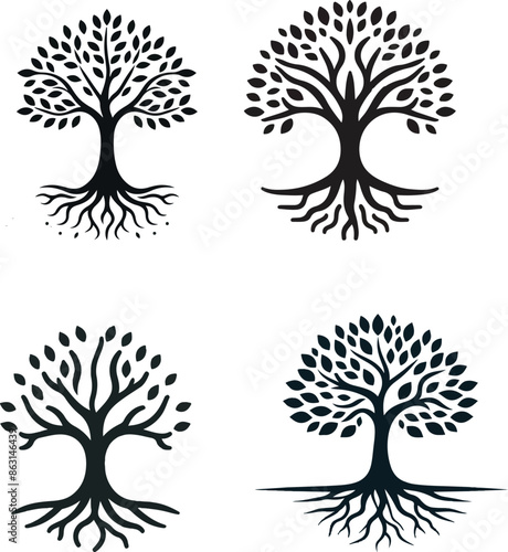 Minimalist Tree Silhouette Logo: Symbol of Growth and Stability