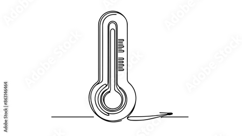  one continuous line drawing of a thermometer