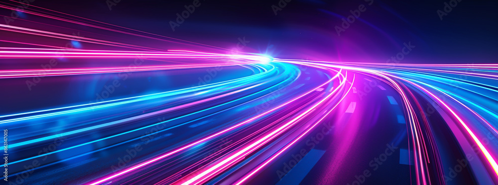 Abstract background with neon light lines in pink and blue colors. Abstract background with neon light lines in pink and blue colors.