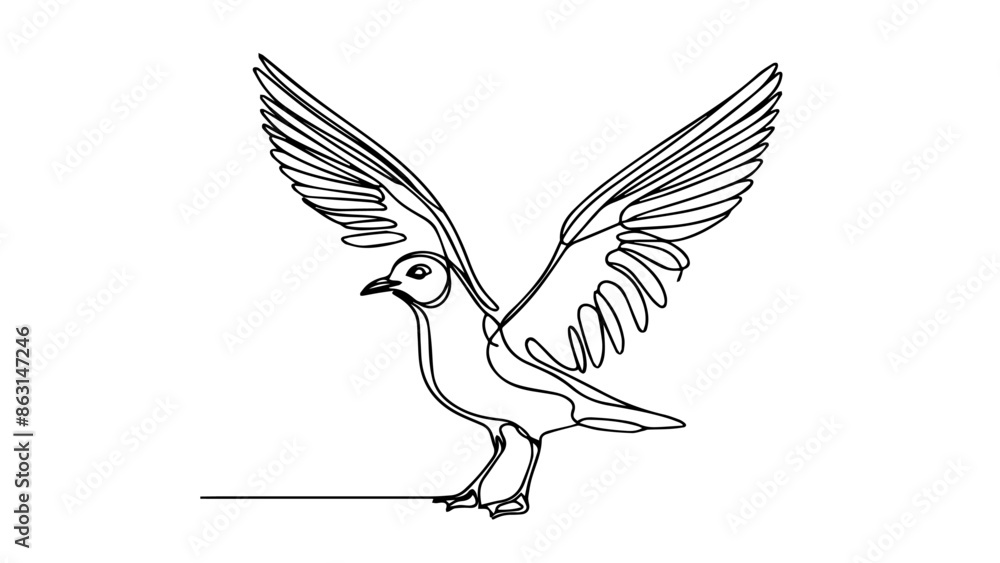 one line illustration of a seagull one line illustration of a seagull
