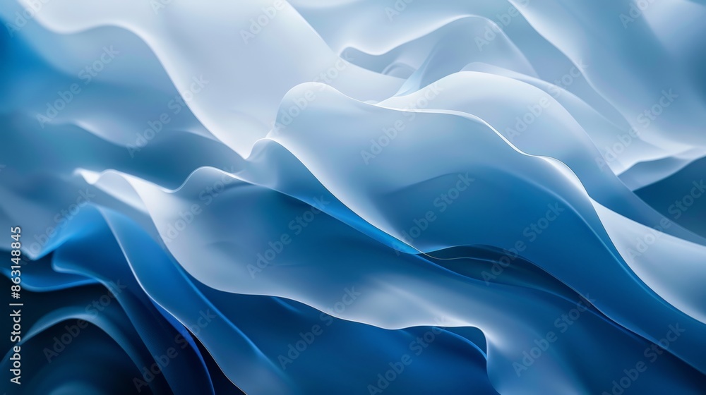 Obraz premium Calming Abstract Blue Waves Flowing Softly