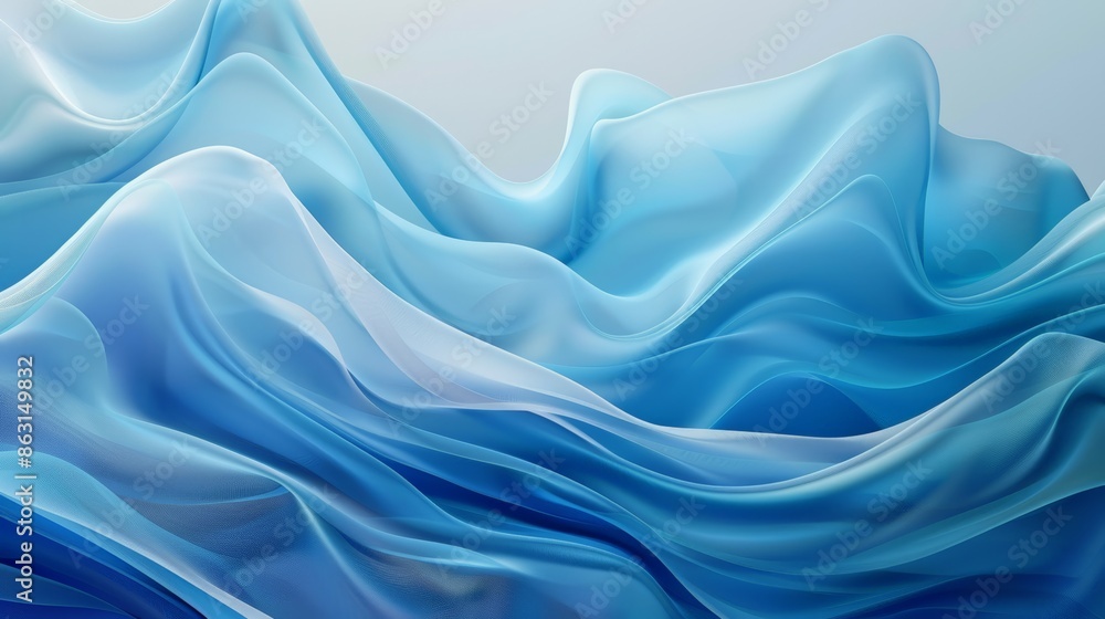 Calming Abstract Blue Waves Flowing Softly