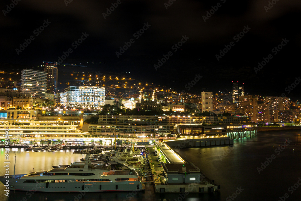 Naklejka premium Panoramic view of Monte Carlo marina and cityscape