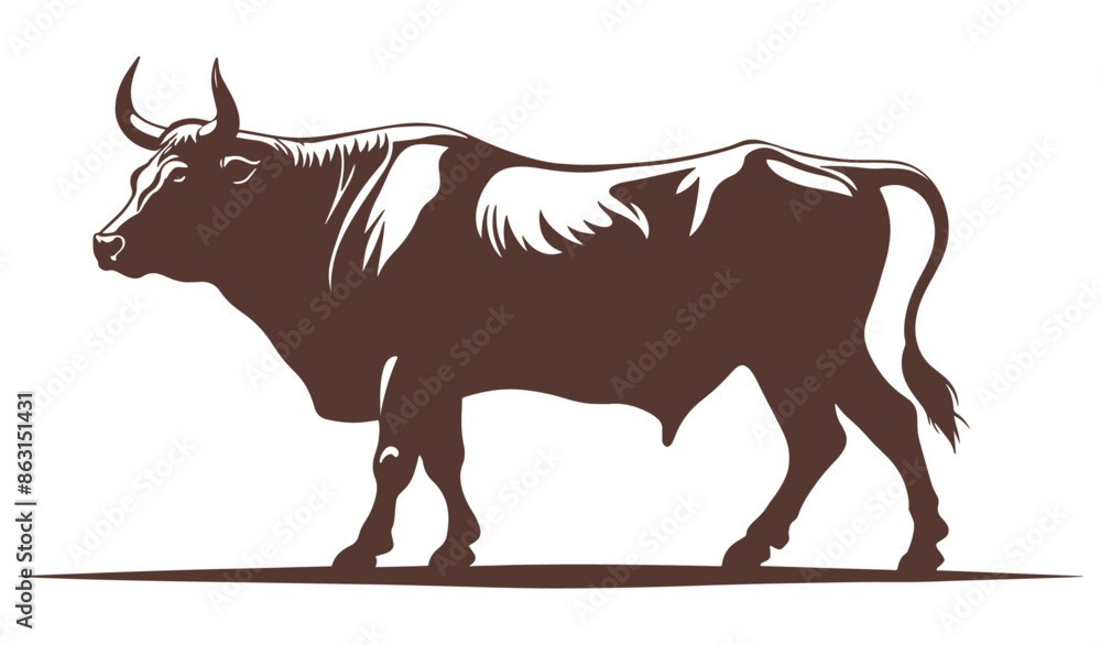Fototapeta premium bull silhouette stock illustration
