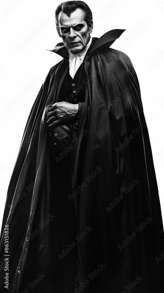 Classic Vampire Portrait in Black and White. Generative ai Classic Vampire Portrait in Black and White. Generative ai