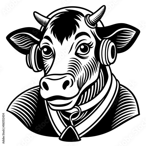 cow-listens-to-music-with-headphones-poster