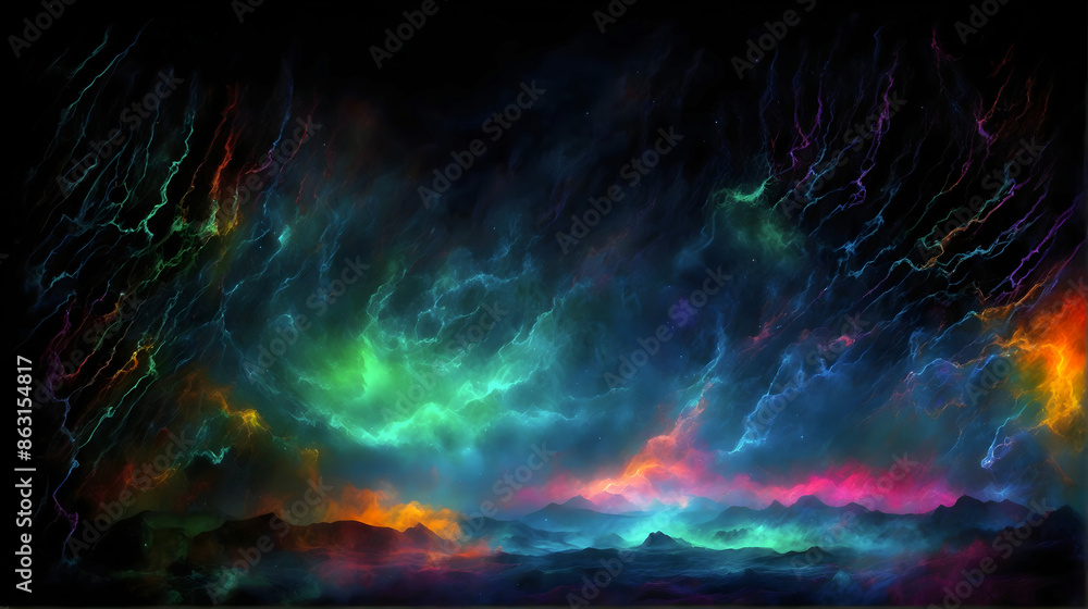 abstract Northern lights, Aurora borealis background, cosmos and universe template, artistic colourful wallpaper