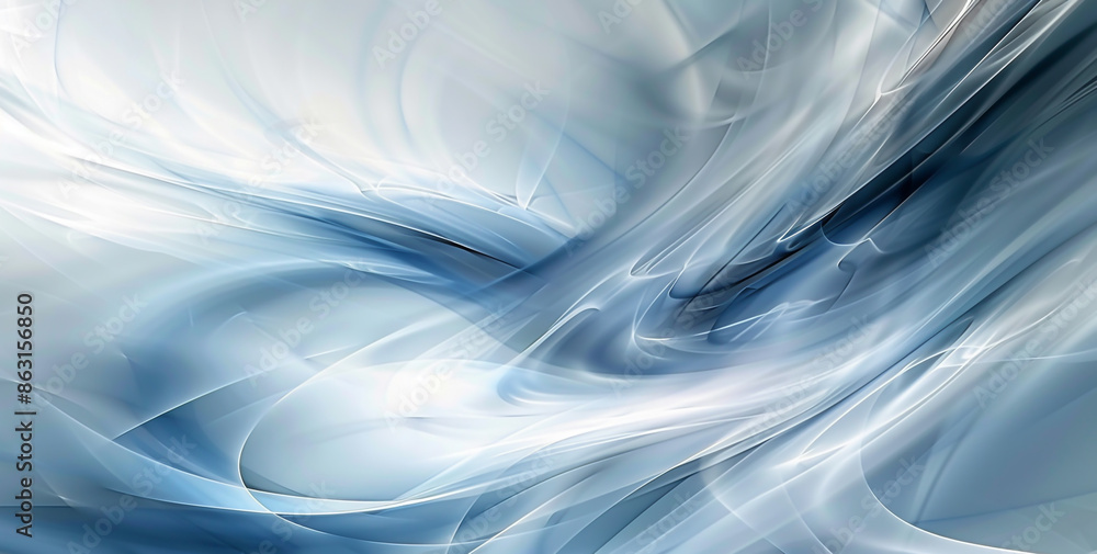 Fototapeta premium Abstract blue and white background with smooth lines, elegant curves, gradient light effect, high definition photography