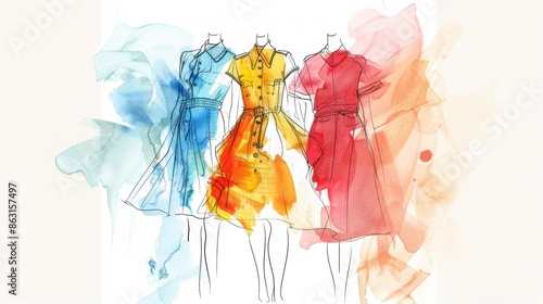 Fashion sketches minimal water color style