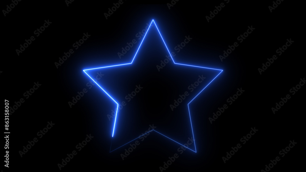Abstract blue color neon effect star icon illustration background. Abstract blue color neon effect star icon illustration background.