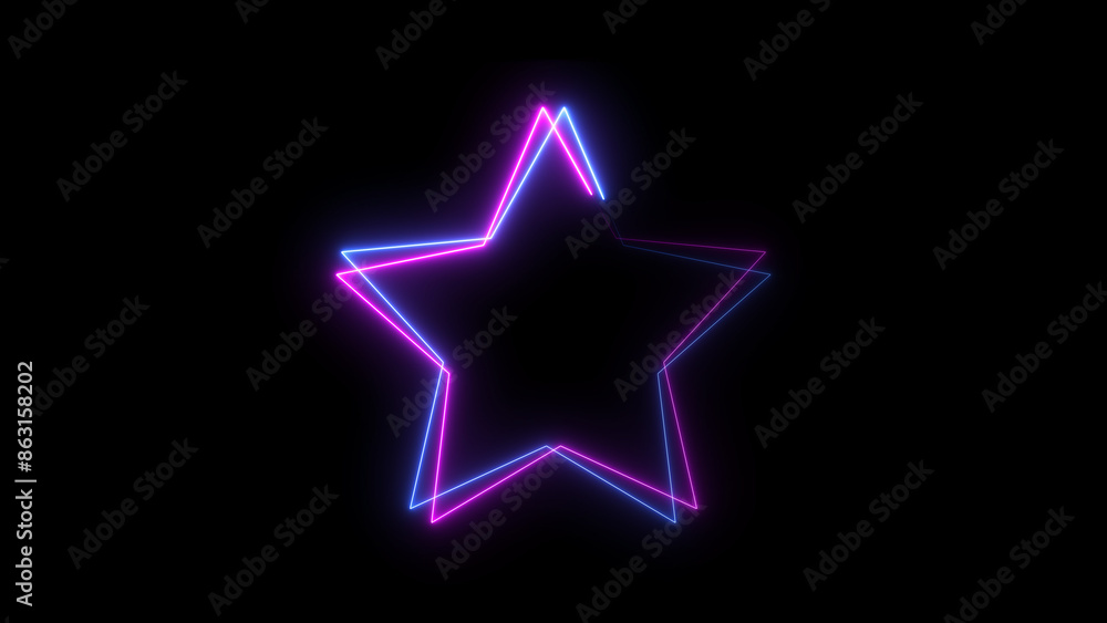 Abstract blue color neon effect star icon illustration background. Abstract blue color neon effect star icon illustration background.