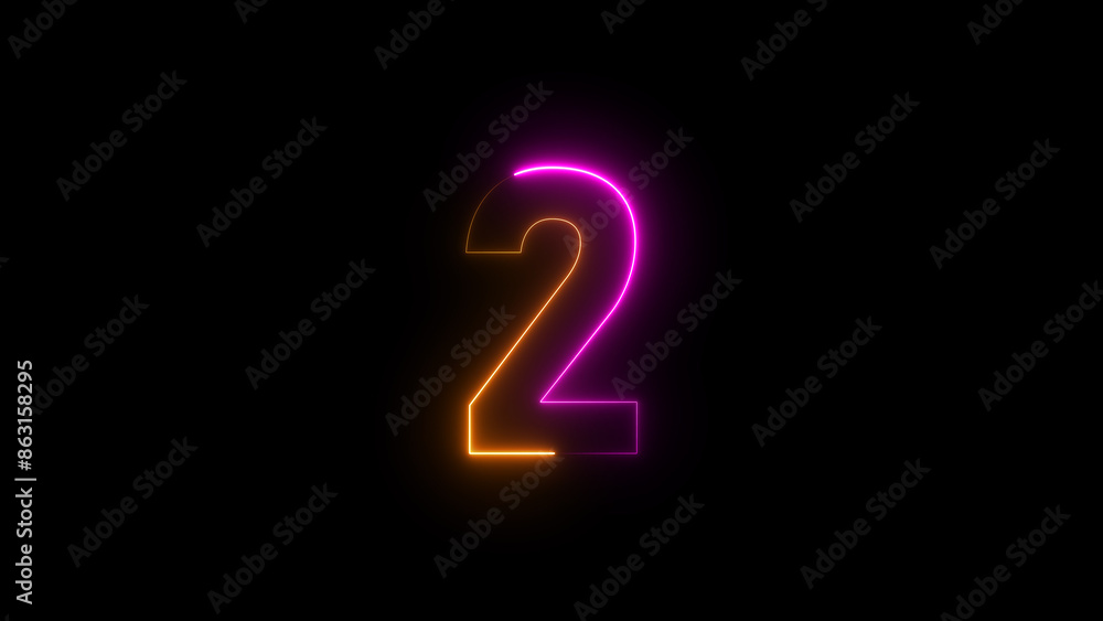 Abstract neon countdown 2 number illustration background. Abstract neon countdown 2 number illustration background.