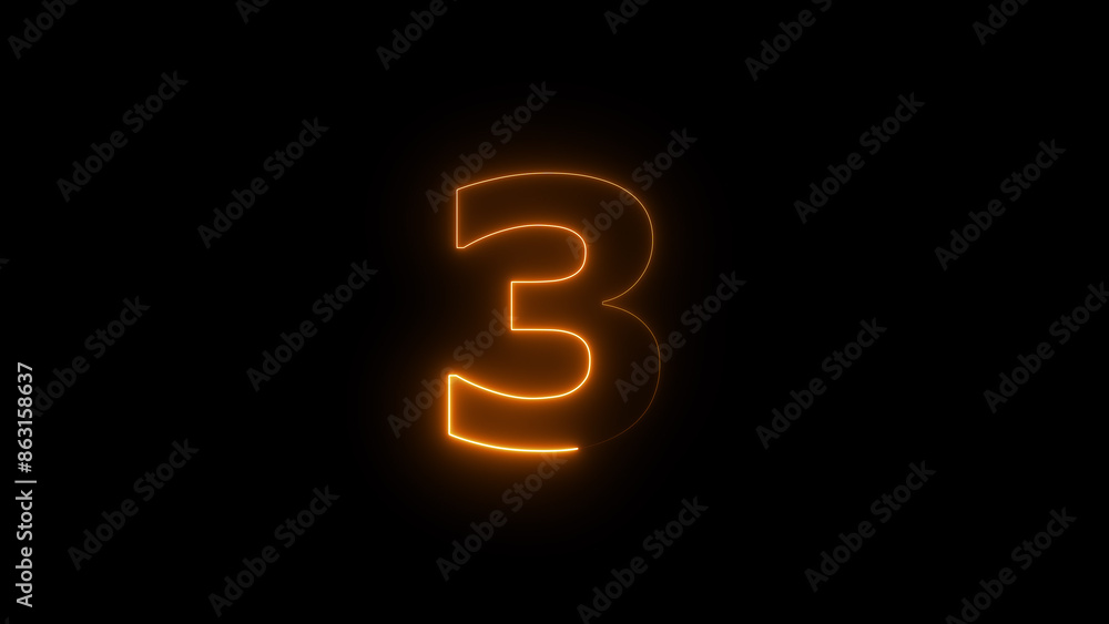 Abstract beautiful neon number 3 illustration background 4k. Abstract beautiful neon number 3 illustration background 4k.