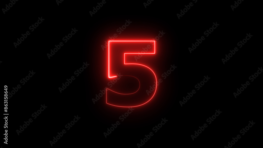 Abstract neon countdown 5 number illustration background 4k. Abstract neon countdown 5 number illustration background 4k.