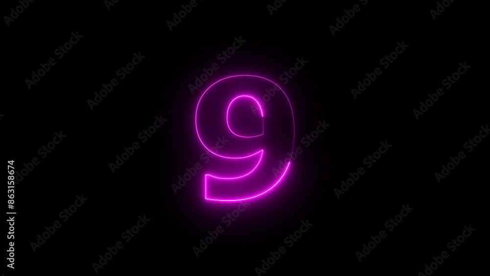 Abstract beautiful neon 9 number illustration background 4k. Abstract beautiful neon 9 number illustration background 4k.