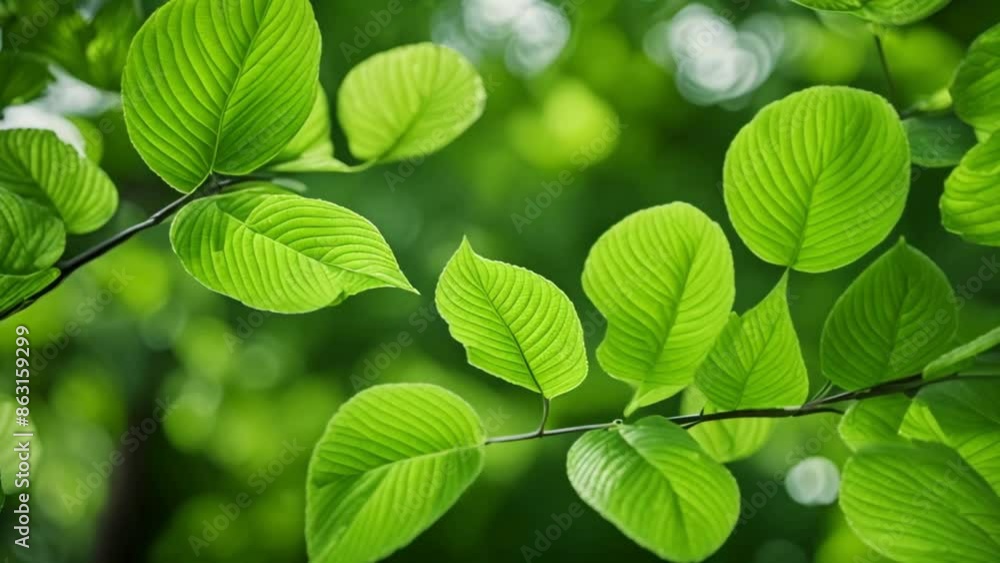Leaf in Macro Shot Background. Bright Green Leaves of Plant or Tree With Texture and Pattern Close Up