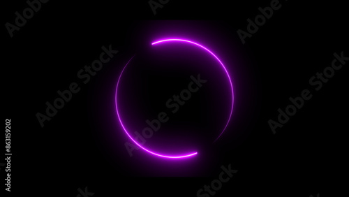 Abstract neon light glowing circle frame loading icon background illustration.